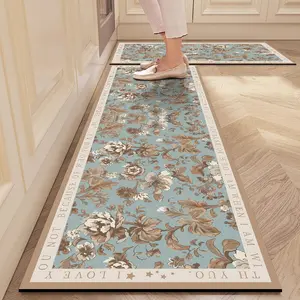 Aanpasbare Keukenvilt Vloermat Oliebestendig Waterbestendig En Antislip Nordic Boho-Stijl Bloemendesign Tapijt Voor Badkamerinrichting