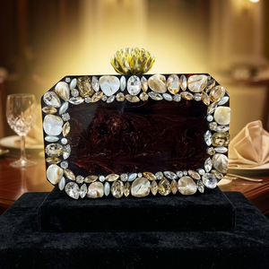 Bolso de mano de resina de diseño, bolso de mano para mujer con hermosa piedra, monedero de resina de estilo Vintage, estilo elegante hecho a mano indio - Product Image 1