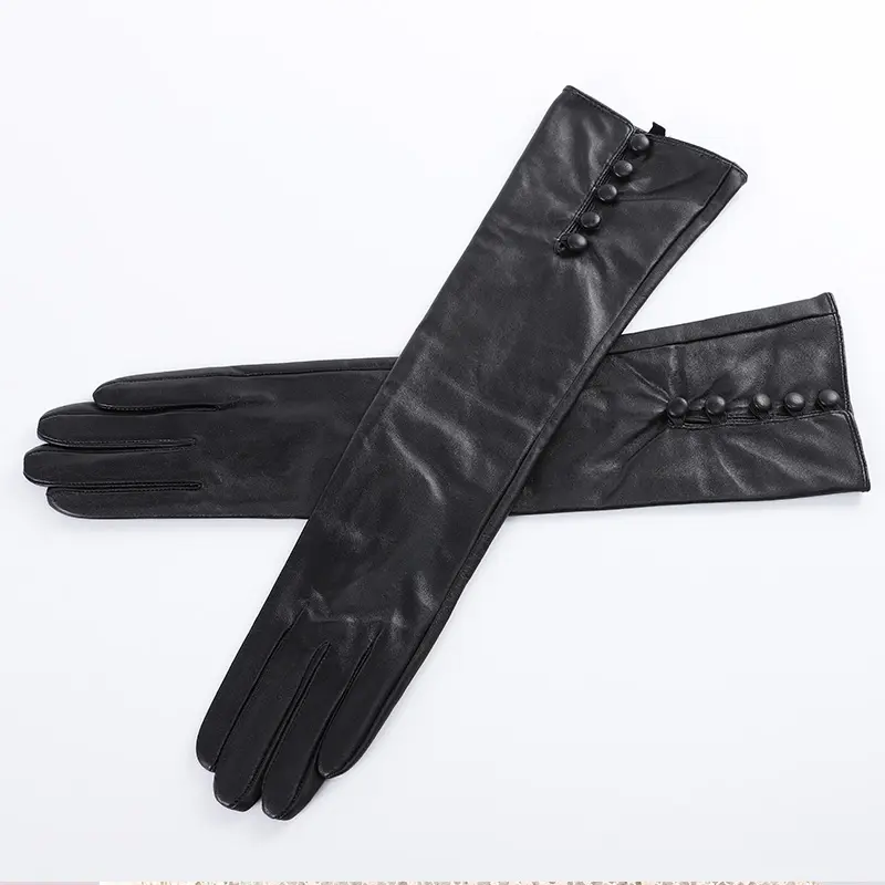 Fabriek Prijs Elegantie Lange Party Touch Screen Dames Lederen Arm Lengte Handschoenen
