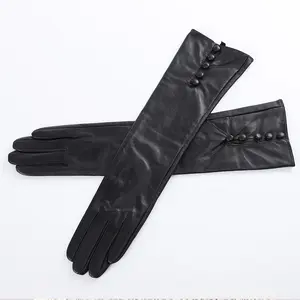 Guantes de cuero elegantes para mujer, manoplas largas para fiesta, con pantalla táctil, a precio de fábrica