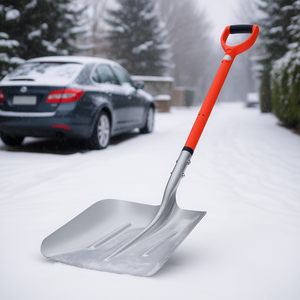 Pala para nieve de aleación de aluminio, mango en D de 14 1/2 pulgadas, hoja cuadrada ligera para jardín, coche, herramienta de eliminación de nieve para acampar - Product Image 2