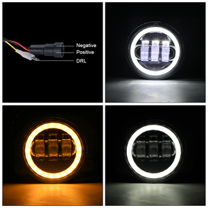 4.5 "tondi fari <span class=keywords><strong>fendinebbia</strong></span> a Led neri occhi d'angelo bianchi Drl ambra indicatori di direzione Halo lampada da 4.5 pollici per moto Harley Davidson - Product Image 5