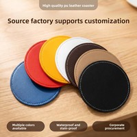 Sous-verre rond en cuir simple, résistant à la chaleur, tapis créatif antidérapant et imperméable en PU pour tasse à café