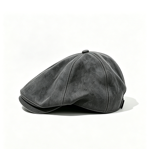 OEM ODM Custom Embroidery Logo Unisex Khaki Suede Touch Ivy Cap Vintage British Soft Flat <b>Beret</b> Hat for Winter - Product Image 4