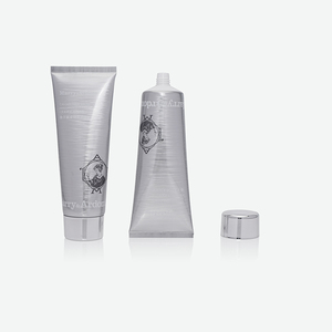 Tube compressible en PE argenté brossé, personnalisé avec capuchon rond argenté électro-plaqué pour masque facial au caviar - Product Image 3
