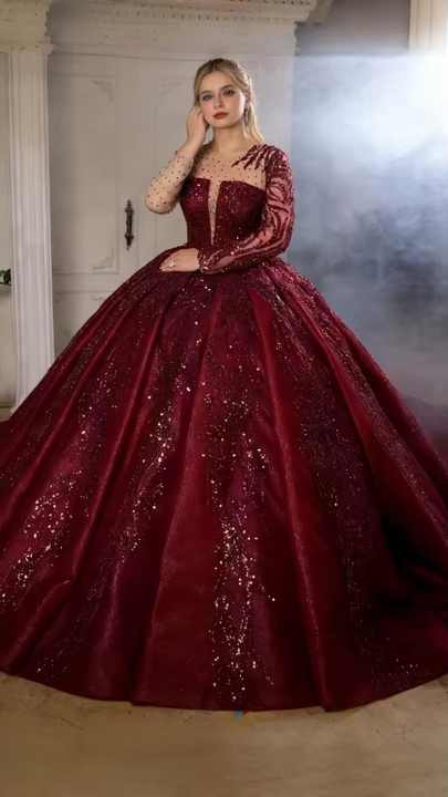 burgundy wedding dress for bride Wedtrend Women Glitter Burgundy Wedding Guest Dress A Line Round Neck  Sequin Mother of Bride Dress with Appliques  WEDTREND