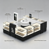 Kiosque à bijoux modulaire personnalisé pour centre commercial, comptoir d'exposition en verre trempé, écran publicitaire numérique à LED, vitrine de vente au détail