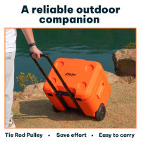Glacière portable 52L avec haut-parleur sans fil et roulettes, idéale pour le camping, les pique-niques, les barbecues, les événements en plein air