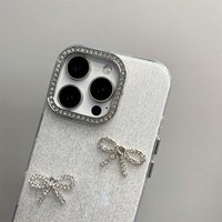 Creative Glitter Bling 3D Bow Strass Téléphone étui pour iphone 17 16 15 14 13 12 Pro Mignon Diamant Antichoc Couverture de Téléphone Portable