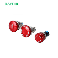 Interruptores de botón pulsador metálicos de emergencia con cabezal de hongo, impermeables IP65 IP68, de 19 mm y 22 mm