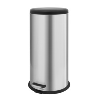 Poubelle ronde en acier inoxydable, corbeille avec pédale intérieure en plastique, de 30l, pour hôtel