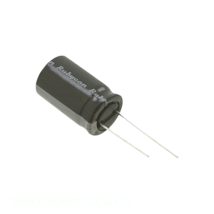Condensador de Aluminio Original CAP ALUM 3300UF 20% 35V RADIAL 3300 uF 35PK3300MEFCGC16X25 de Montaje a Través de Orificio - Product Image 1