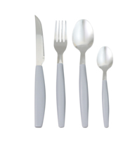 Ensemble de 4 couverts en acier inoxydable avec manche en plastique, écologiques, couteau à steak, fourchette à dîner, cuillère, pour la maison, le restaurant, la restauration, les fêtes, gris
