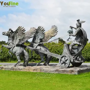 Perseu Riding Bronze Flying Horse Chariot com a cabeça de Medusa Escultura para venda