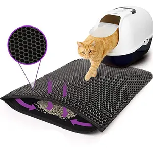 45X60 Cm Waterdicht Dubbellaags Honingraatontwerp Kattenbakvulling Trapper Eva Kattenbak Mat Met Antislip Backing