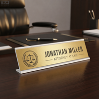 Plaque signalétique murale en laiton avec code QR pour nom de bureau, carte de table, panneau de porte, annuaire d'entreprise, plaques de bâtiment de bureau pour cabinet d'avocats