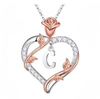 Infinity Love Heart Hanger Ketting Rose Aangepaste Letters Sieraden Cadeaus voor vrouwen Hartketting Valentijnsdag Cadeaus Moeder Cadeaus