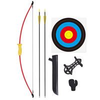 Ensemble d'arc long traditionnel pour jeunes, arc de tir à l'arc pour enfants, arc pour débutants avec flèches en fibre de verre, protège-doigts, protège-bras pour le tir
