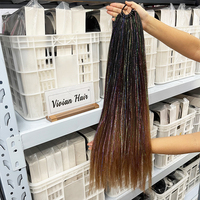 Nouvelles mèches de cheveux avec cheveux tressés jumbo sur bande élastique, extensions de cheveux synthétiques, mèches scintillantes, queue de cheval tressée