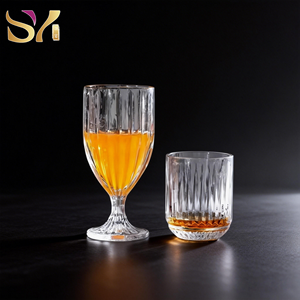 Ensemble de gobelets à <span class=keywords><strong>vin</strong></span> en cristal sans plomb, à taille fine, gaufrés et à nervures verticales, pour mariages, fêtes et événements. - Product Image 1