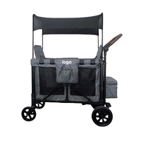 Poussette-chariot pour 2 enfants, auvent, ceinture de sécurité, poignée réglable, poches de rangement, design pliable, capacité de charge de 20 kg pour les enfants de 0 à 6 ans