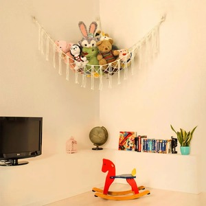 Boho Toy Hammocks Wall <b>Corner</b> Hanging Storage Net Woven Tassel Organizer Mesh For Bedroom Nursery Playroom Toy Storage - Product Image 6