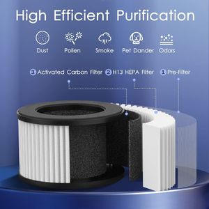 Purificateur d'air Mooka avec filtre HEPA H13, 100 m³/h CADR <200 pieds carrés, contrôle tactile, USB portable pour chambre, animaux domestiques, poussière et allergènes - Product Image 3