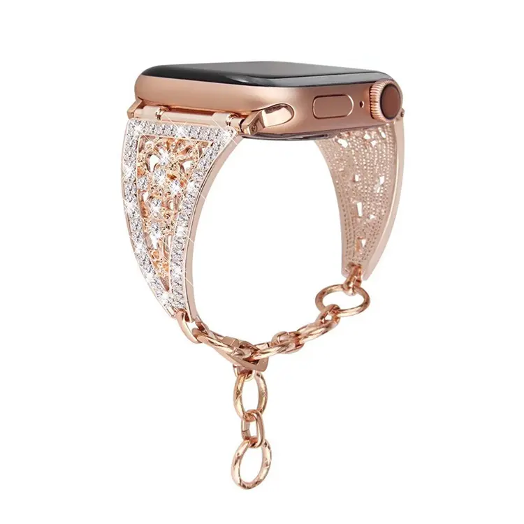 Luxury Metal Strap for iWatch 41mm 45mm 40mm 44mm 38mm 42mm Belt Diamond Women Bracelet for Apple Watch Series 7 6 5 3