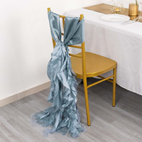 Vente en gros de ceintures de chaise en tissu satiné de saule bouclé bordeaux pour la maison et les banquets de mariage