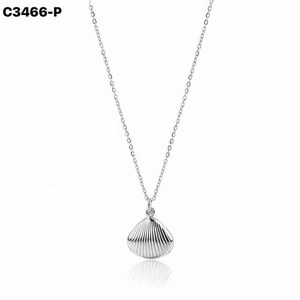Amy Amy Shell Pendant Necklace Stainless Steel <b>Silver</b> Plated Minimalist Women's Everyday Jewelry Gift Fashion Necklaces - Product Image 1