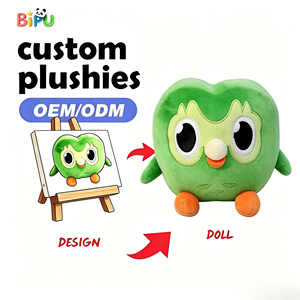 Peluche personalizzato a forma di <span class=keywords><strong>gufo</strong></span> <span class=keywords><strong>verde</strong></span> Kawaii, produttore OEM, imbottito in morbido cotone PP, logo ricamato, giocattoli di peluche morbidi. - Product Image 1