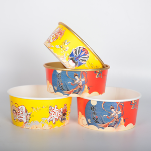 Giấy Kraft Hình Chữ Nhật Súp Cup 15Oz 450Ml Thân Thiện Với Môi Hot Thực Phẩm <span class=keywords><strong>Container</strong></span> Thức Ăn Nhanh Mì Xô Vents Nắp Phẳng Takeout Thực Phẩm - Product Image 5