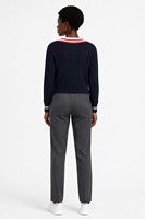 Pull en maille côtelée personnalisé OEM & ODM pour femme, col en V, manches longues, style preppy, automne-hiver, Noël, en polyester, hauts et pulls, Ropa De Mujer