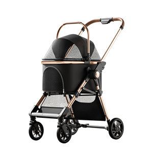 Poussette de transport pour animaux de compagnie (chats et chiens) 3-en-1, légère, de luxe, pliable d'une seule main, portable, pour l'extérieur et les voyages, design tendance et détachable - Product Image 2