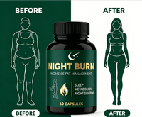 Capsules liquides orales végétaliennes Night Burn pour femmes |   Complément alimentaire pour la gestion de la graisse (60 gélules) pour le sommeil, le métabolisme et la silhouette nocturne
