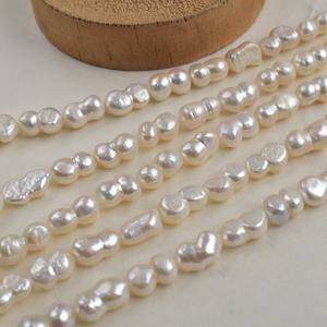 ลูกปัดมุกน้ำจืดทรงบาร็อคสีขาวธรรมชาติ รูปทรงเลข 8 ขนาด 7-11-14 มม. อุปกรณ์กึ่งสำเร็จรูป สำหรับทำสร้อยคอ - Product Image 3