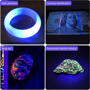 <b>USB</b> <b>Rechargeable</b> Lithium-Ion IP44 Waterproof Aluminum Alloy 365nm UV Black <b>Light</b> Flashlight Portable Mini Ultraviolet Camping - Product Image 5