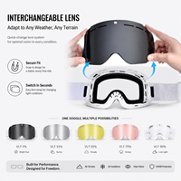 HUBO 181B lunettes de ski de sport personnalisées à la mode gris rouge cadre en TPU verre polarisé conçu Googles lunettes de neige