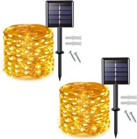 Guirlande lumineuse LED rechargeable 4M étanche pour Noël, blanc chaud, fil de cuivre, éclairage décoratif solaire pour jardin, cour, arbre, fête