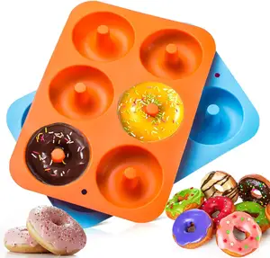 Pop Colorful Dishwasher 6 Cells Safe Donut Round Silicone Moldt Air Fryer Donut Mold For Homemade