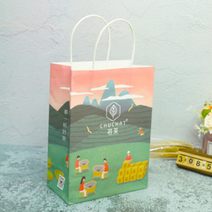 En gros Personnalisé Imprimé Votre Propre Logo <span class=keywords><strong>Kraft</strong></span> Brun <span class=keywords><strong>Blanc</strong></span> Artisanat Cadeau Shopping Sac En Papier Avec Poignées En Ruban - Product Image 2