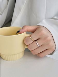 Dylam Minimalist Simple Design Hypoallergenic Non Tarnish S925 Silver Rhodium 18K Gold Plated Polish <b>Circle</b> Women <b>Rings</b> - Product Image 3