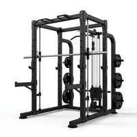 Cage Smith multifonctionnelle tout-en-un avec triple station de câbles, en acier au carbone, pour usage commercial, rack de squat et rack de contrepoids