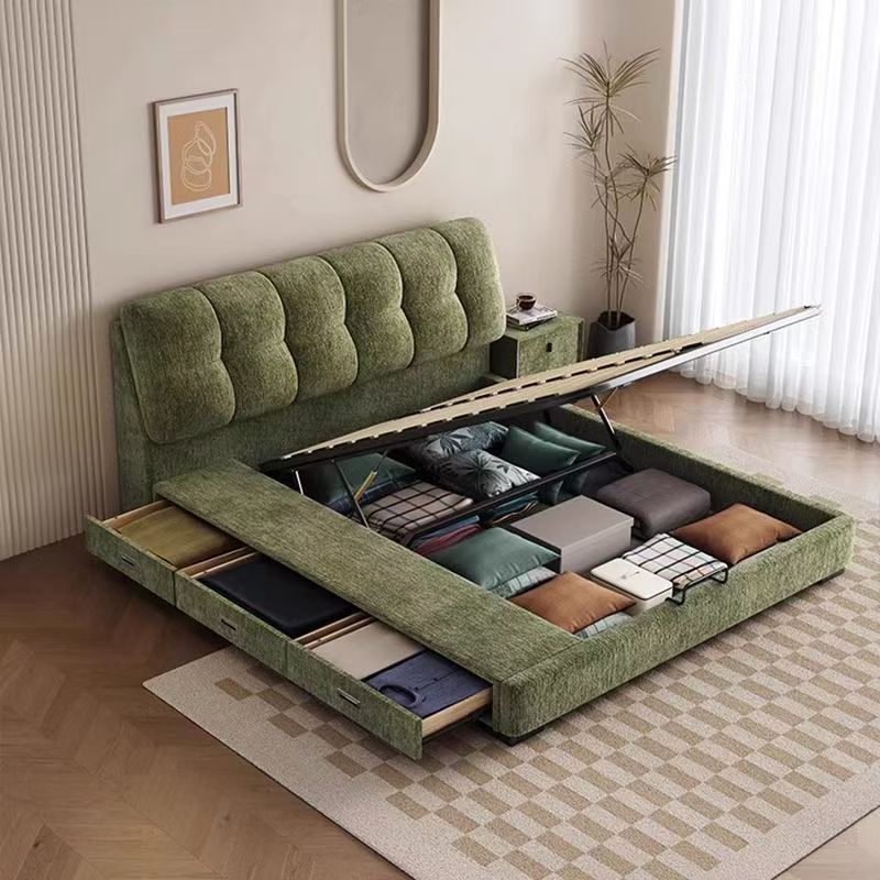 boucle bed frame with storage