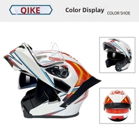 Casque intégral Qike pour moto à double lentille, en ABS, avec grande aileron arrière personnalisée, certifié ECE, toutes saisons