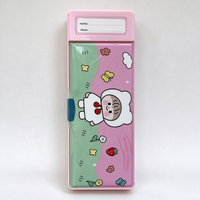 Étui à crayons en plastique rose en gros, personnalisé, en ABS, multifonctionnel, avec calculatrice et taille-crayon