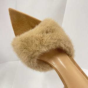 Women's Fuzzy Fur Stiletto <b>Mule</b> Sandals Soft Insole Elegant Open <b>Toe</b> on Heels for Party Date Daily Casual Wear - Product Image 6