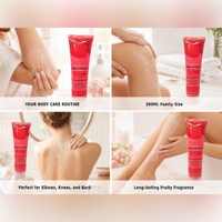 FLOWER SECRET 300ml Gel Exfoliant Corps Fraise à l'Acide Hyaluronique - Pour Adultes Tous Types de Peau - Services OEM/ODM Agence de Marques
