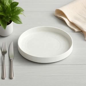 Assiettes à dîner en céramique sous glaçure <span class=keywords><strong>MIDAS</strong></span>, porcelaine nordique de luxe, blanches, assiettes à steak occidentales, écologiques, durables, 6 à 10 pièces - Product Image 1