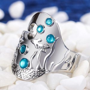 Anello Cocktail Animale F648 con Acquamarina e Montatura a Castone, Gioiello Unisex alla Moda, Idea Regalo - Product Image 4